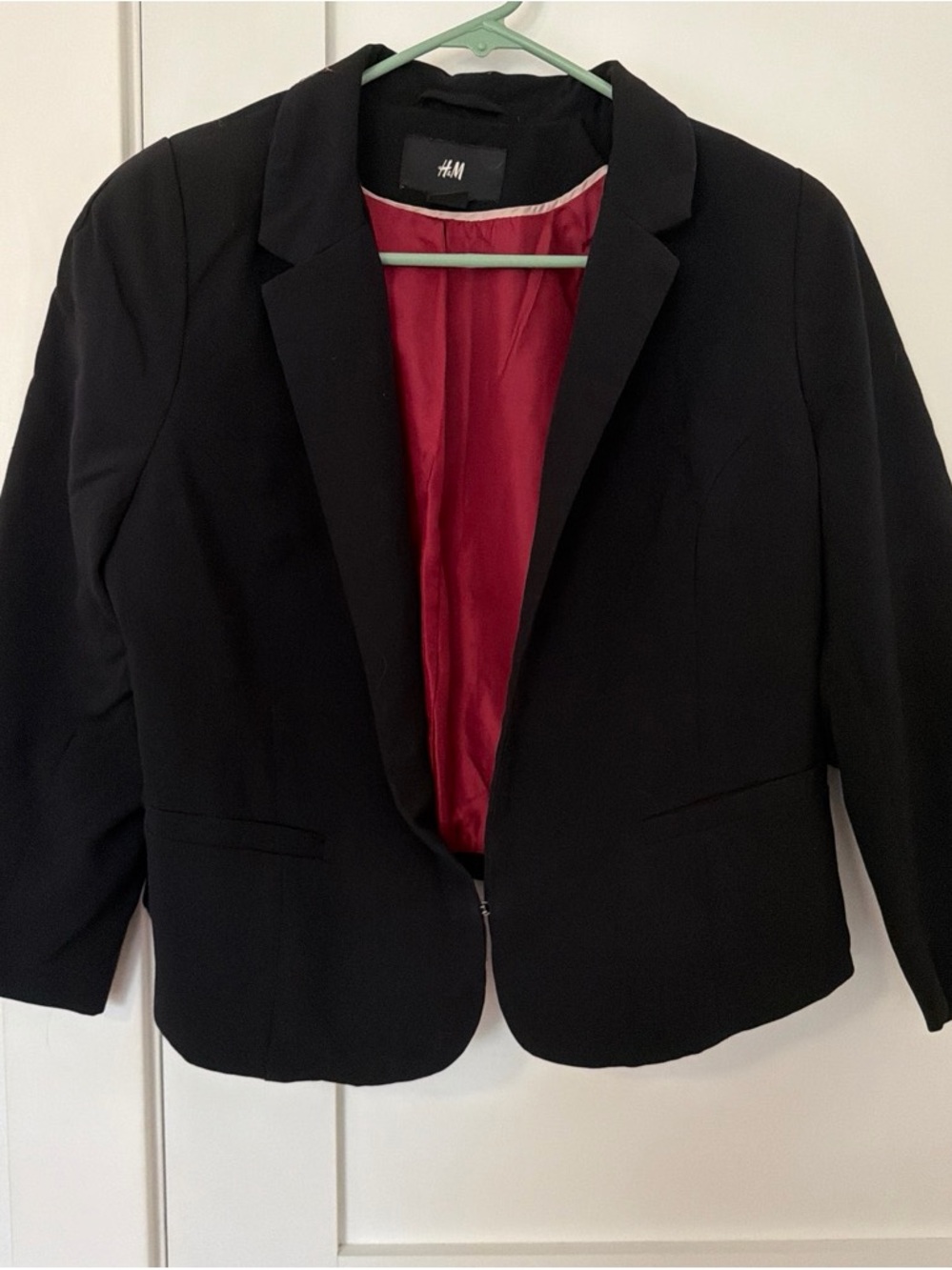 H&M Black Blazer with Red Lining - Women's Suit Jacket